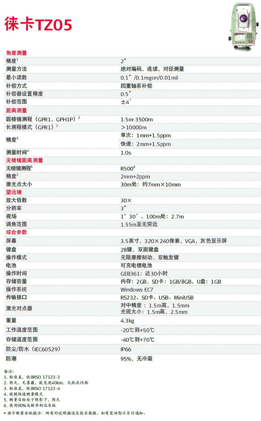 徕卡TZ05技术参数