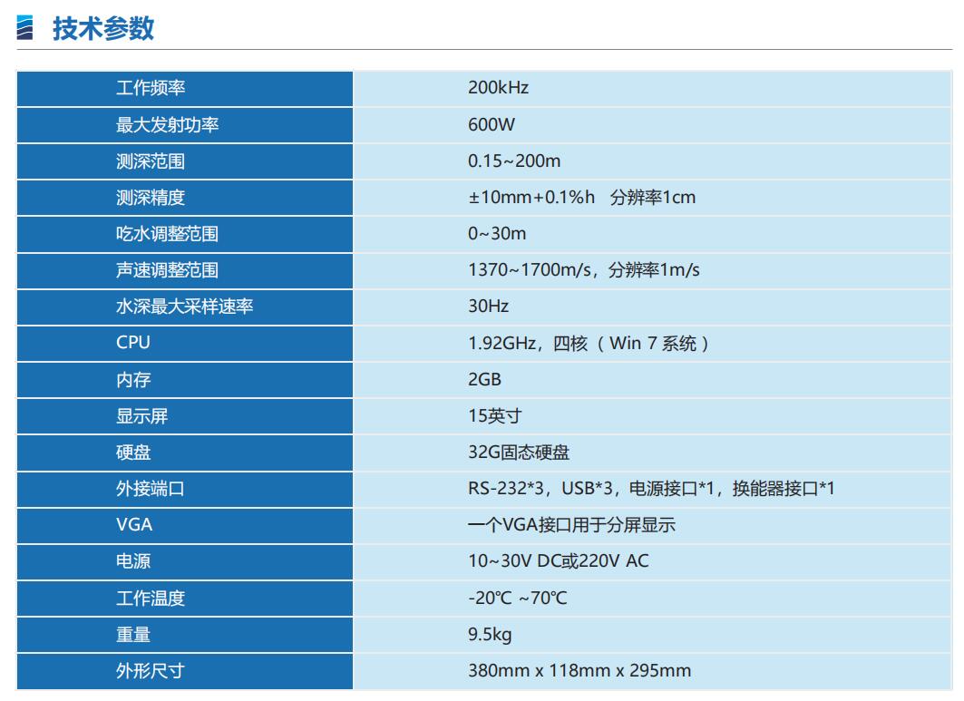 中海达HD-550全数字测深仪技术参数